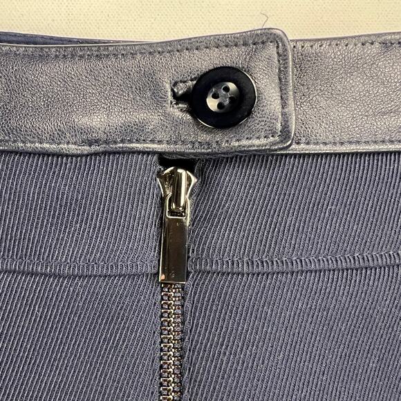 Carlisle Navy Blue Zip Front Career Skirt Leather Waistband Size 16 - Picture 4 of 12